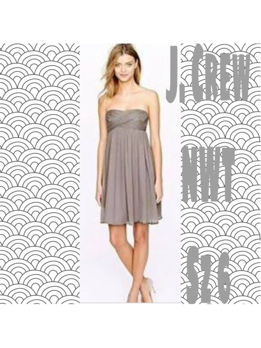 Formal Silk Gray J.Crew Strapless Mini Dress NWT